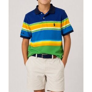 NEW‎ Polo Ralph Lauren Kids XL 18-20 Striped Polo Shirt Blue Green Boy Preppy